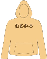 a beige hoodie with the word bbb on it